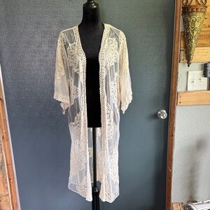 Sheer Lace Kimono Cardigan